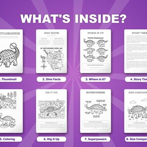 Ankylosaurus Dinosaur Activity Bundle | Printable Coloring Pages, Worksheets, Facts (PDF) image 2