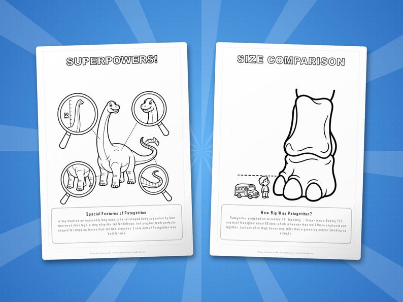 Patagotitan Dinosaur Activity Bundle | Printable Coloring Pages, Worksheets (PDF Download) image 8