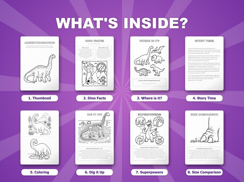Argentinosaurus Dinosaurier Aktivität Bündel | Ausmalbilder, Arbeitsblätter, Fakten (PDF Download) Bild 2