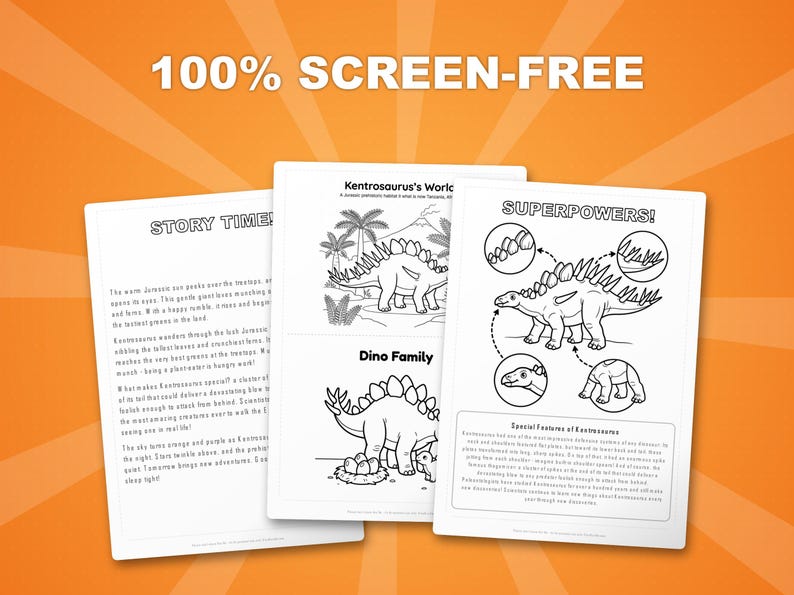 Kentrosaurus Dinosaur Activity Bundle | Printable Coloring Pages, Worksheets & Facts for Kids | Preschool Homeschool | Instant PDF image 3