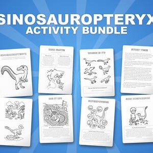 Sinosauropteryx Dinosaurier Aktivitäts-Bundle | Ausmalbilder, Arbeitsblätter, Fakten (PDF) Bild 1