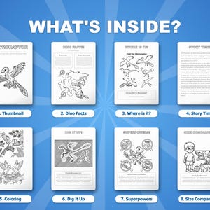 Ensemble d'activités dinosaure microraptor | Coloriages à imprimer, feuilles d'exercices et faits divers pour les enfants | Préscolaire École à la maison | PDF instantané image 2