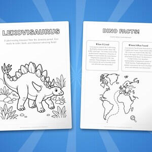 Activiteitsbundel lexoviosaurus dinosaurus | Afdrukbare kleurplaten, werkbladen en weetjes voor kinderen | Thuisonderwijs voorschoolse opvang | Directe pdf afbeelding 5