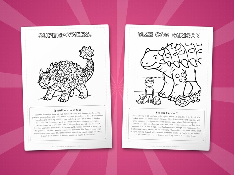 Zuul Dinosaur Activity Bundle | Printable Coloring Pages, Worksheets (PDF Download) image 8