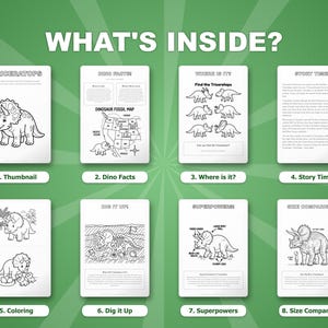 Triceratops Dinosaur Activity Bundle | Coloring Pages, Worksheets, Facts (PDF Download) image 2