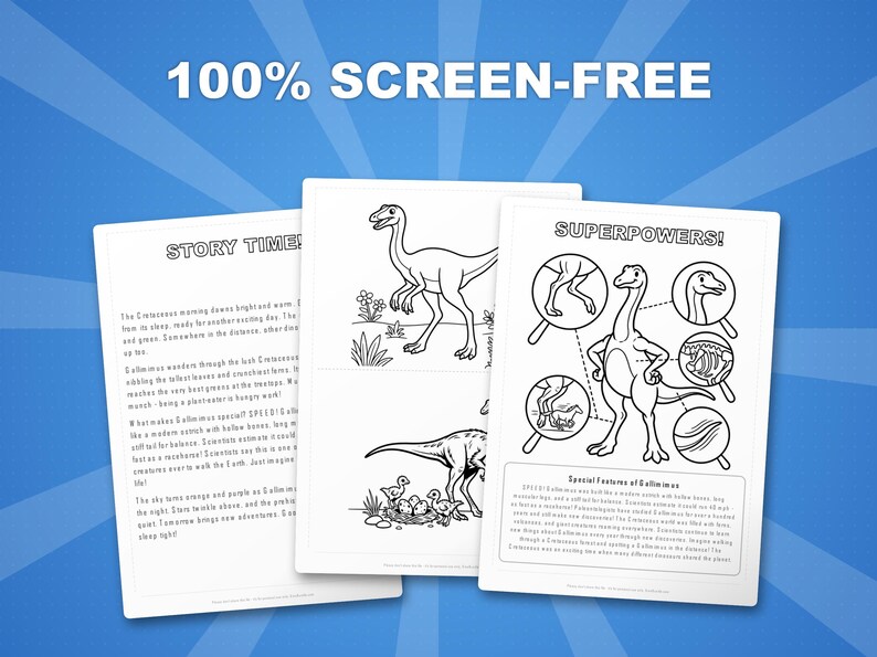 Gallimimus Dinosaur Activity Bundle | Coloring Pages, Worksheets, Facts (PDF Download) image 3