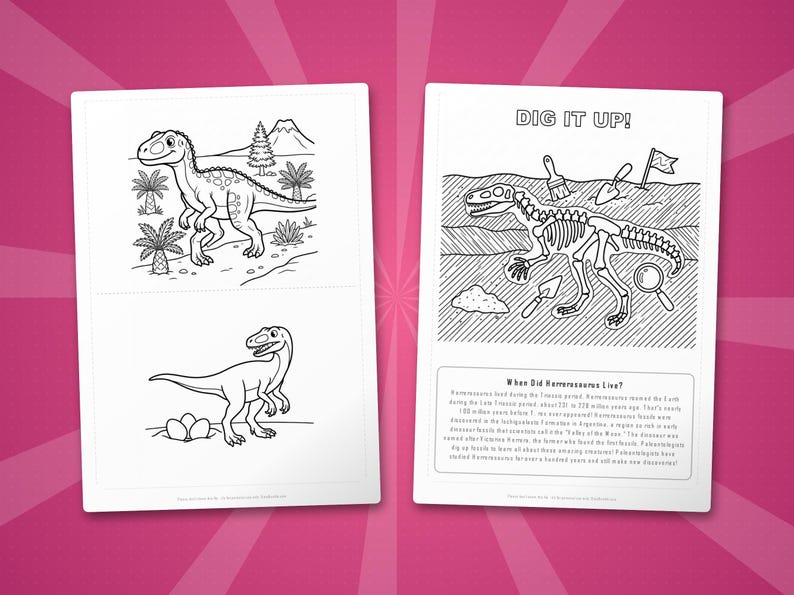 Herrerasaurus Dinosaur Activity Bundle | Coloring Pages, Worksheets, Facts (PDF Download) image 7