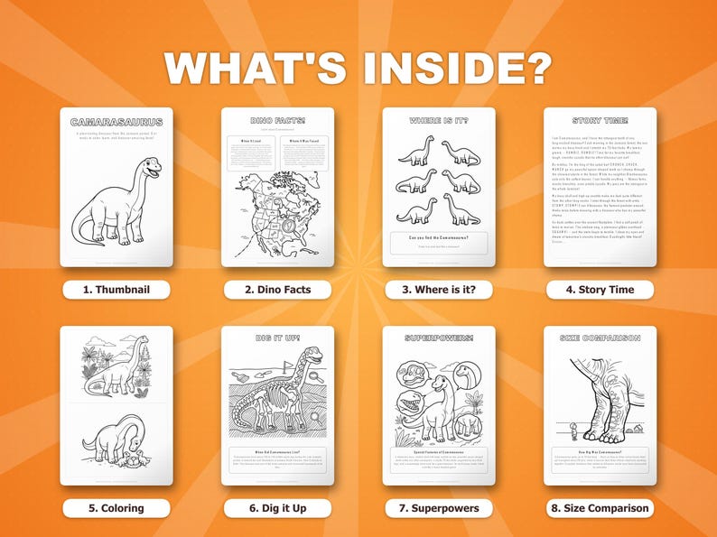 Camarasaurus Dinosaur Activity Bundle | Coloring Pages, Worksheets, Facts (PDF Download) image 2