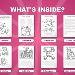 チャズモサウルス恐竜アクティビティセット｜子供向け印刷可能な塗り絵、ワークシート、豆知識｜幼児向けホームスクール｜PDF即時ダウンロード 画像 2