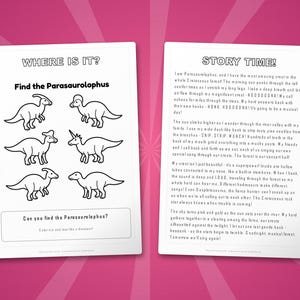 Activiteitenbundel dinosaurus Parasaurolophus | Kleurplaten, werkbladen, feiten (pdf-download) afbeelding 6
