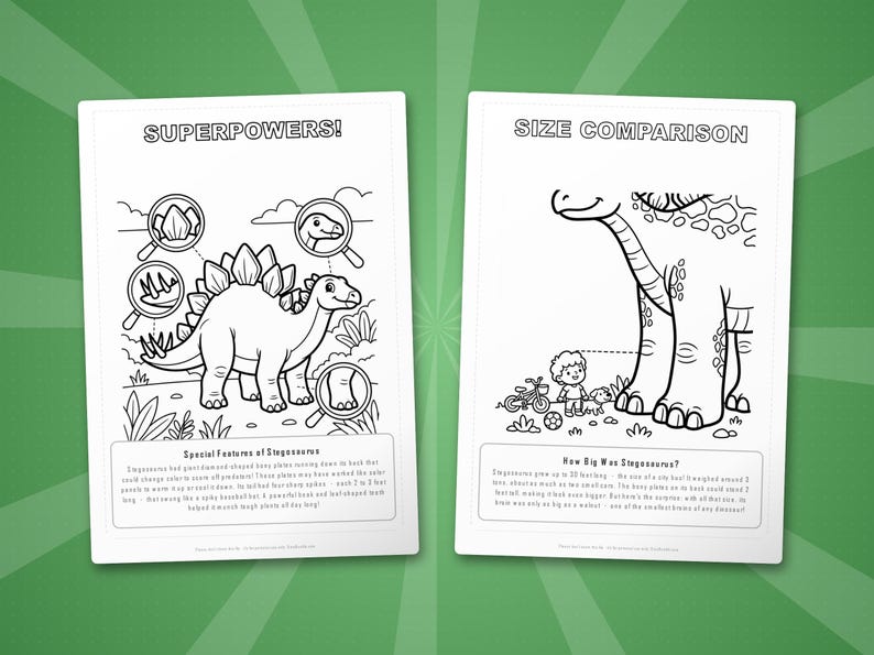 Stegosaurus Dinosaur Activity Bundle | Coloring Pages, Worksheets, Facts (PDF) image 8