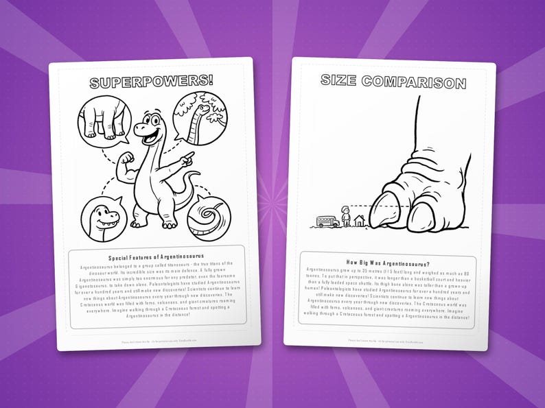 Argentinosaurus Dinosaurier Aktivität Bündel | Ausmalbilder, Arbeitsblätter, Fakten (PDF Download) Bild 8