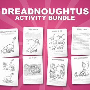Activiteitenbundel Dreadnoughtus-dinosaurus | Kleurplaten, werkbladen, feiten (pdf-download) afbeelding 1