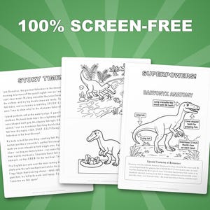 Paquete de actividades sobre el dinosaurio Baryonyx / Páginas para colorear, hojas de trabajo, datos interesantes (descarga en PDF) imagen 3