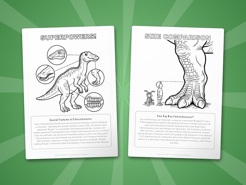 Edmontosaurus Dinosaur Activity Bundle | Coloring Pages, Worksheets, Facts (PDF Download) image 8