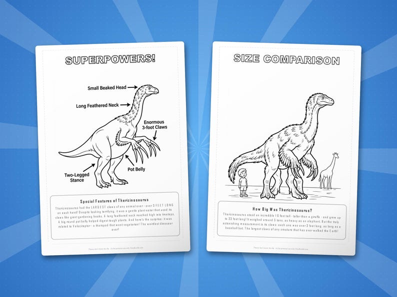 Therizinosaurus Dinosaurier Aktivität Bündel | Vorschule, Ausmalbilder, Arbeitsblätter (PDF) Bild 8