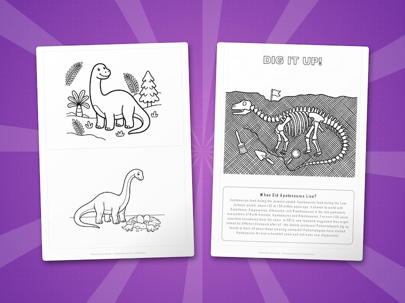 Apatosaurus Dinosaur Activity Bundle | Printable Coloring Pages, Worksheets & Facts for Kids | Preschool Homeschool | Instant PDF image 7