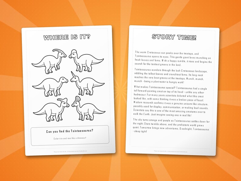 Tsintaosaurus Dinosaur Activity Bundle | Coloring Pages, Worksheets, Facts (PDF) image 6