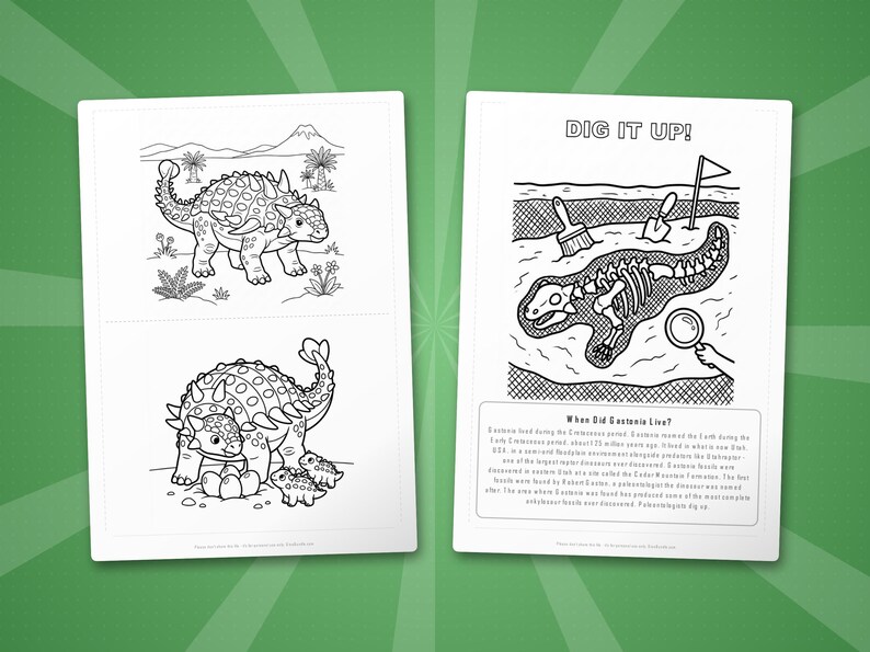 Gastonia Dinosaur Activity Bundle | Coloring Pages, Worksheets, Facts (PDF Download) image 7