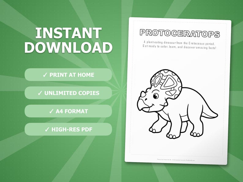 Protoceratops Dinosaur Activity Bundle | Printable Coloring Pages, Worksheets & Facts for Kids | Preschool Homeschool | Instant PDF image 4