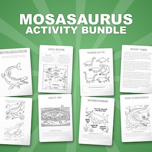 Mosasaurus Dinosaur Activity Bundle | Coloring Pages, Worksheets, Facts (PDF)