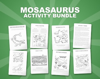 Mosasaurus Dinosaur Activity Bundle | Coloring Pages, Worksheets, Facts (PDF)