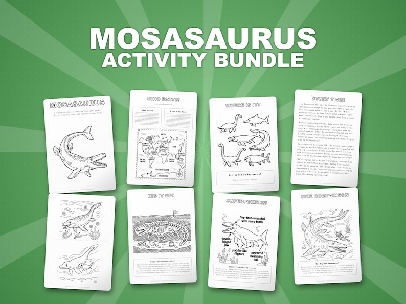 モササウルス恐竜アクティビティセット｜ぬりえ、ワークシート、豆知識（PDF） 画像 1