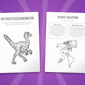 Struthiomimus Dinosaur Activity Bundle | Coloring Pages, Worksheets, Facts (PDF) image 5
