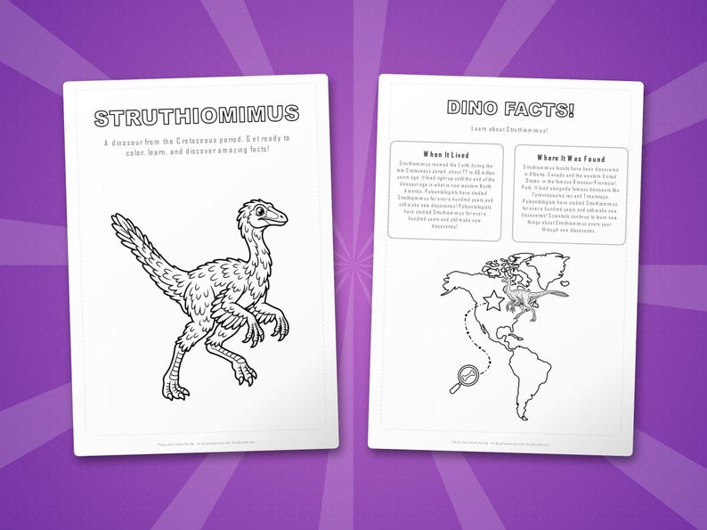 Struthiomimus Dinosaur Activity Bundle | Coloring Pages, Worksheets, Facts (PDF) image 5
