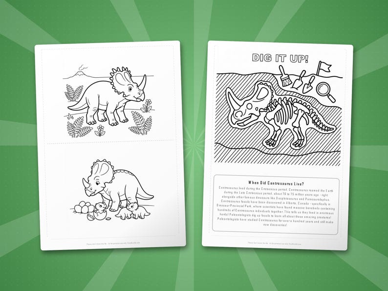 Centrosaurus Dinosaur Activity Bundle | Coloring Pages, Worksheets, Facts (PDF Download) image 7