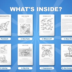 Pterodactyl Activity Bundle | Dinosaur Coloring Pages, Worksheets, Facts (PDF Download) image 2