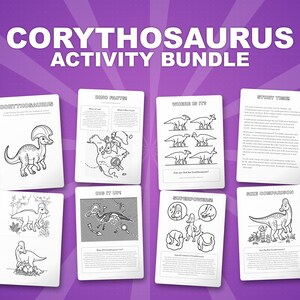 Corythosaurus Dinosaur Activity Bundle | Coloring Pages, Worksheets, Facts (PDF Download) image 1