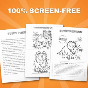 コスモケラトプス恐竜アクティビティセット｜子供向け印刷可能な塗り絵、ワークシート、豆知識｜幼児向けホームスクール｜PDF即時ダウンロード 画像 3