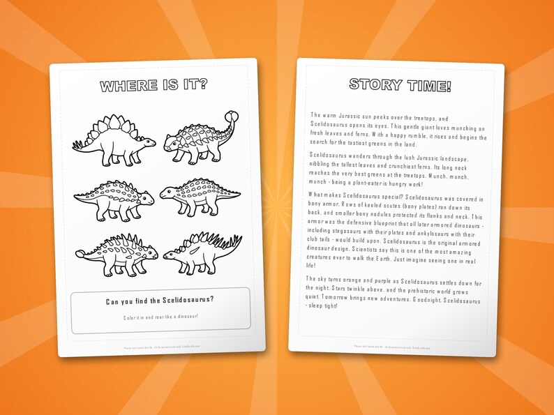 Scelidosaurus Dinosaur Activity Bundle | Coloring Pages, Worksheets, Facts (PDF Download) image 6