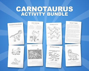 Carnotaurus Dinosaur Activity Bundle | Printable Coloring Pages, Worksheets & Facts for Kids | Preschool Homeschool | Instant PDF