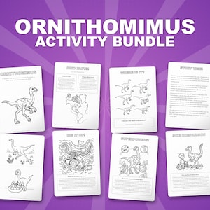 Ornithomimus Dinosaur Activity Bundle | Coloring Pages, Worksheets, Facts (PDF) image 1