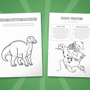 Edmontosaurus Dinosaur Activity Bundle | Coloring Pages, Worksheets, Facts (PDF Download) image 5