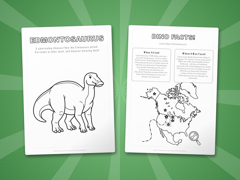 Edmontosaurus Dinosaur Activity Bundle | Coloring Pages, Worksheets, Facts (PDF Download) image 5