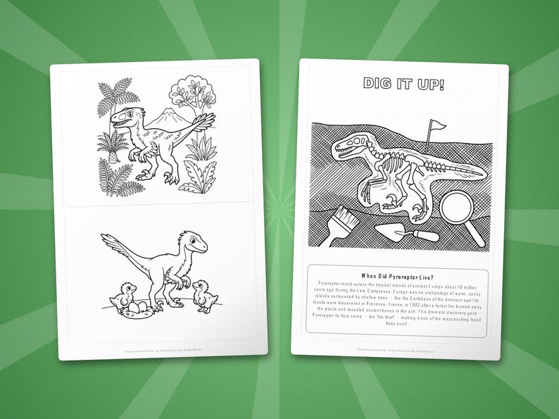 Pyroraptor Dinosaur Activity Bundle | Coloring Pages, Worksheets, Facts (PDF Download) image 7