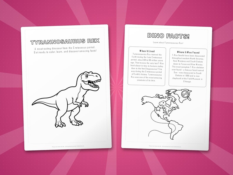 Tyrannosaurus Rex Activity Bundle | Coloring Pages, Worksheets, Facts (Instant PDF) image 5