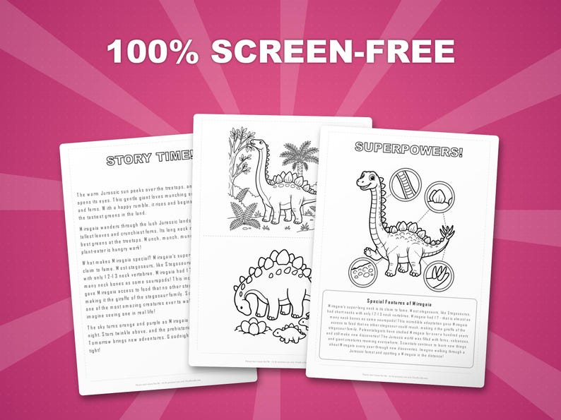 Miragaia Dinosaur Activity Bundle | Printable Coloring Pages, Worksheets & Facts for Kids | Preschool Homeschool | Screen-Free | Instant PDF image 3