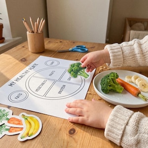 Montessori Food Groups Sorting Game | Kids Healthy Eating Activity Printable | Play Money Math Game | Eat the Rainbow Daily Tracker PDF