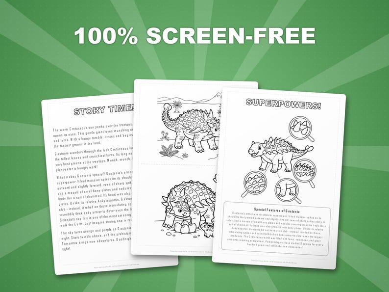 Gastonia Dinosaur Activity Bundle | Coloring Pages, Worksheets, Facts (PDF Download) image 3