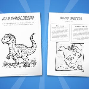 Allosaurus Dinosaurier Aktivität Bündel | Druckbare Ausmalseiten, Arbeitsblätter & Fakten für Kinder | Vorschule Homeschool | Sofort-PDF Bild 5