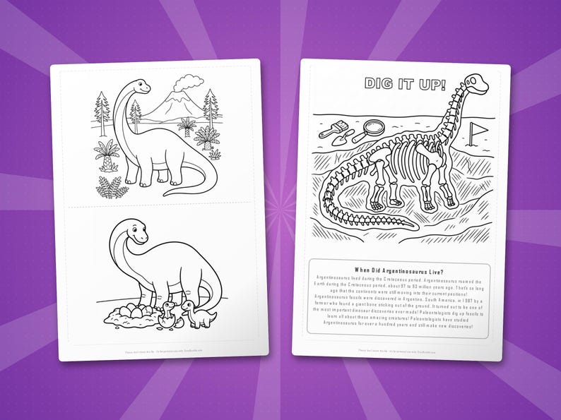 Argentinosaurus Dinosaurier Aktivität Bündel | Ausmalbilder, Arbeitsblätter, Fakten (PDF Download) Bild 7