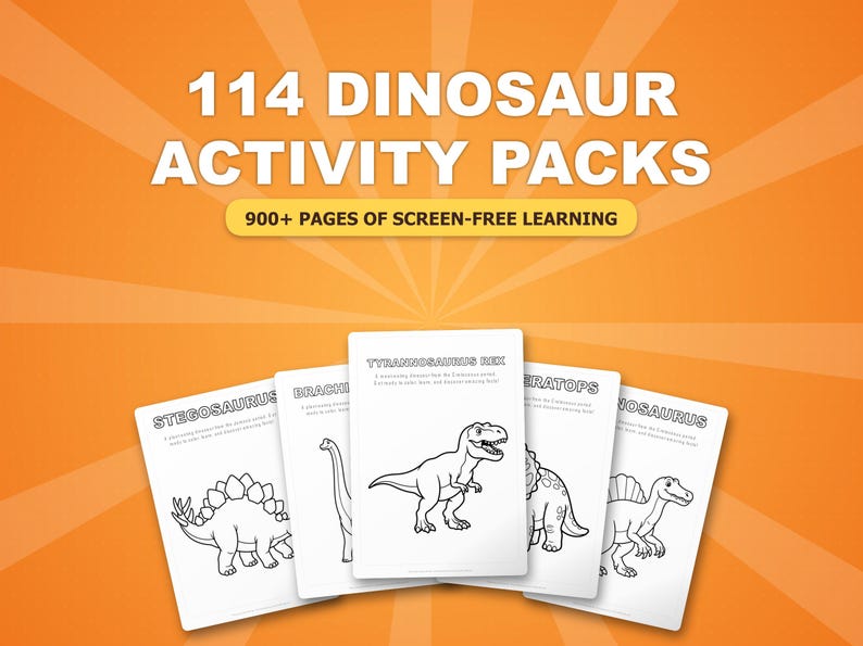 Ultimate Dinosaur Coloring & Activity Mega Bundle | 114 Dino Packs, 900+ Pages | Preschool Worksheets Homeschool Printables | Instant PDF image 1