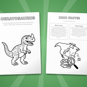 Ceratosaurus-dinosaurus activiteitenbundel | Kleurplaten, werkbladen, feiten (pdf-download) afbeelding 5
