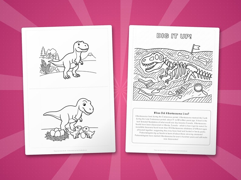 Albertosaurus dinosaurus activiteitenbundel | Afdrukbare kleurplaten, werkbladen en weetjes voor kinderen | Thuisonderwijs voorschoolse opvang | Directe pdf afbeelding 7