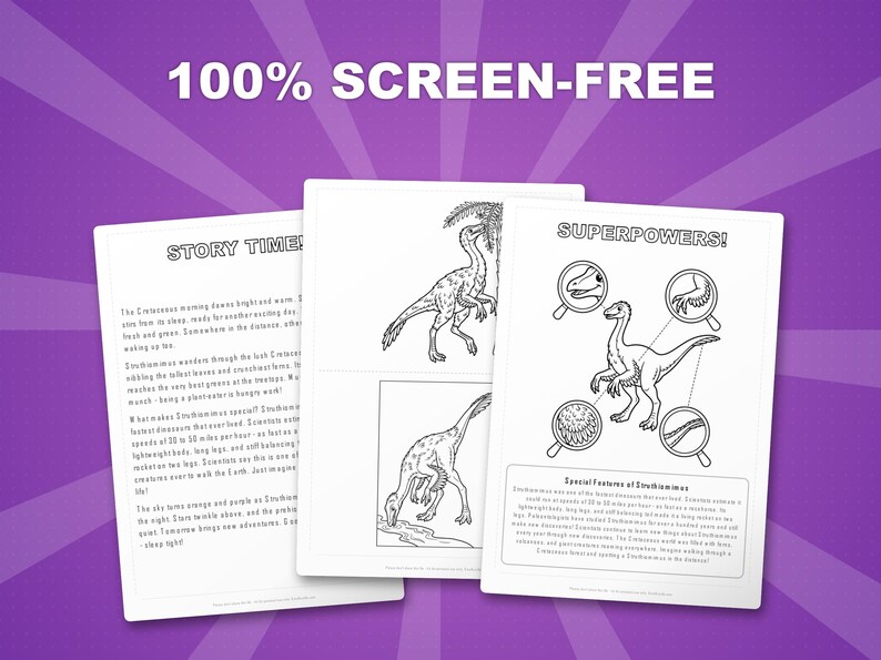 Struthiomimus Dinosaur Activity Bundle | Coloring Pages, Worksheets, Facts (PDF) image 3