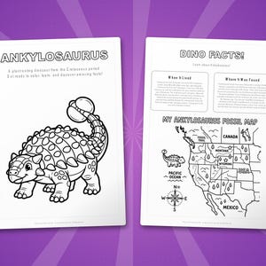 Ankylosaurus Dinosaur Activity Bundle | Printable Coloring Pages, Worksheets, Facts (PDF) image 5